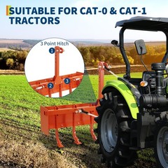 55IN Box Blade Scraper Powder Coated Steel W/6 Scarifier Shank For Cat 0 & Cat 1