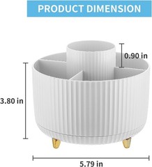 Stylish White Rotating Pen Holder – 5-Compartment Organization Solution