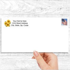 60 Return Address Labels Personalized Printed 3/4 x 2 1/4 Sunflowers