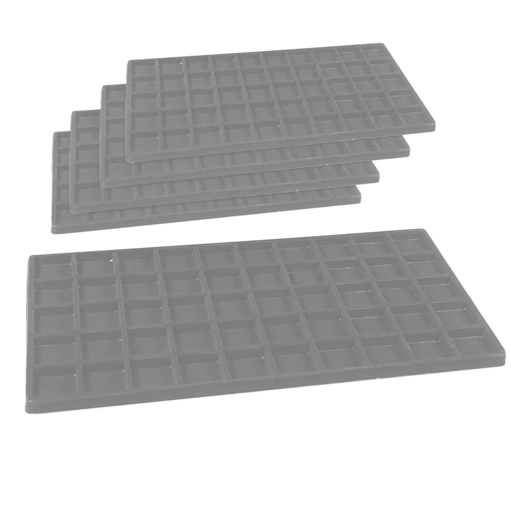 Novel Box 5 Pack 50-Slot Gray Liner Jewelry Tray Inserts Organizer 14.75×8.25×1