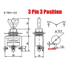 E-TEN1021/1221/1321 Rocker Switches Toggle Switch 2/3/4/6 Pin 2/3 Position 250V