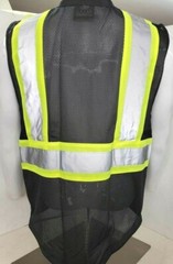 HIGH VISIBILITY Surveyor Three Tones Black Safety Vest Solid front mesh back