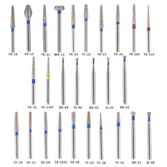 50pcs Dental Diamond Burs FG For High Speed Handpiece Friction Grip 149 Types
