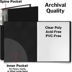 11X14 Binder with Sleeves (Black), 24 Pockets Display 48 Pages, Large Folder wit