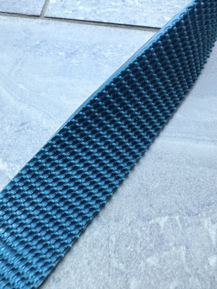 2″ x 54.3″ Supergrip Rough Top Conveyor Belt with V-Guide Tracking – Blue/Green