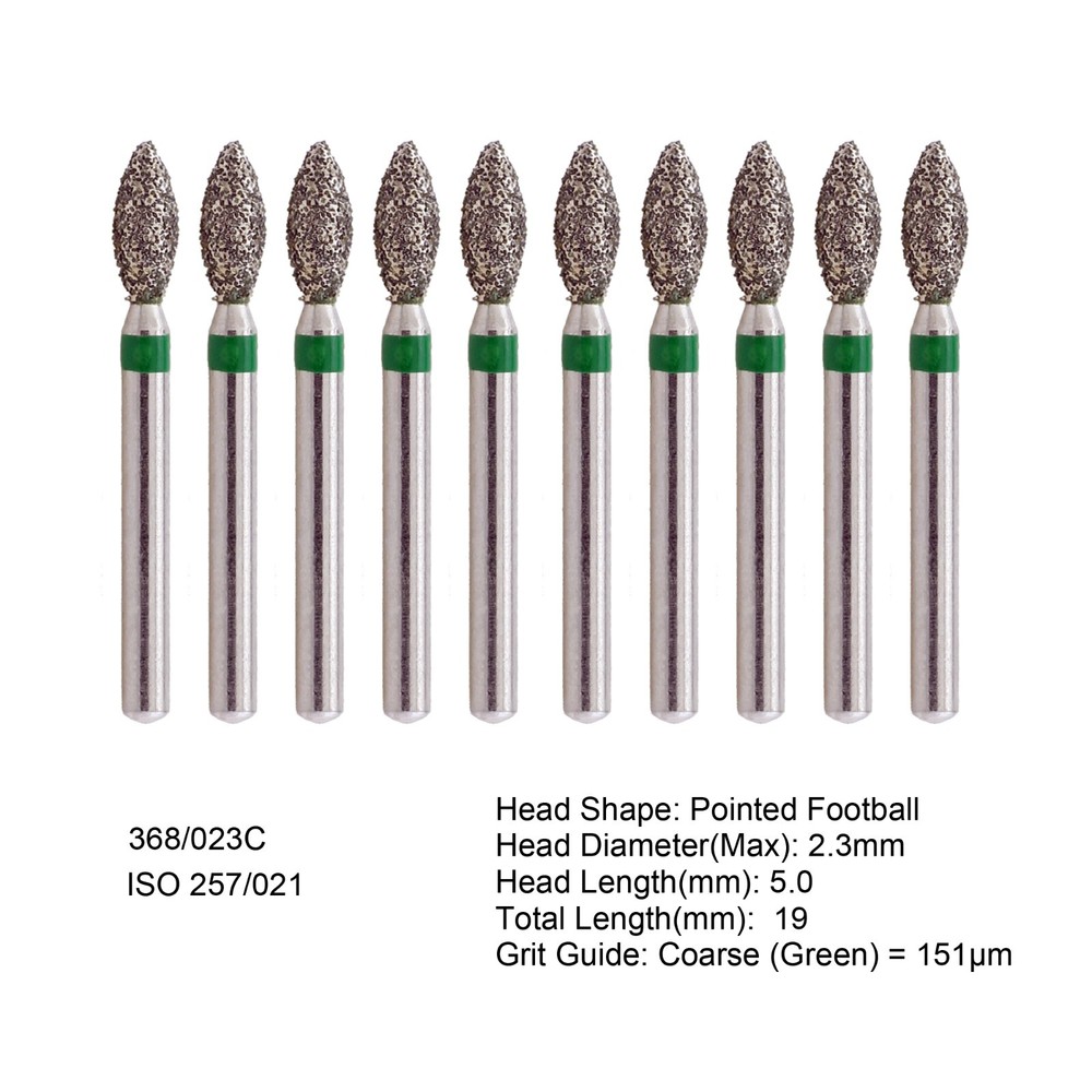 Dental Diamond Burs FG 368/023C 379/023C Football Egg Coarse Fine For High Speed