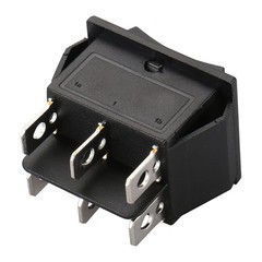 1-Pack Momentary Rocker Switch – Black, 16A, 250VAC, ON/Off/ON DPDT, Snap-in …