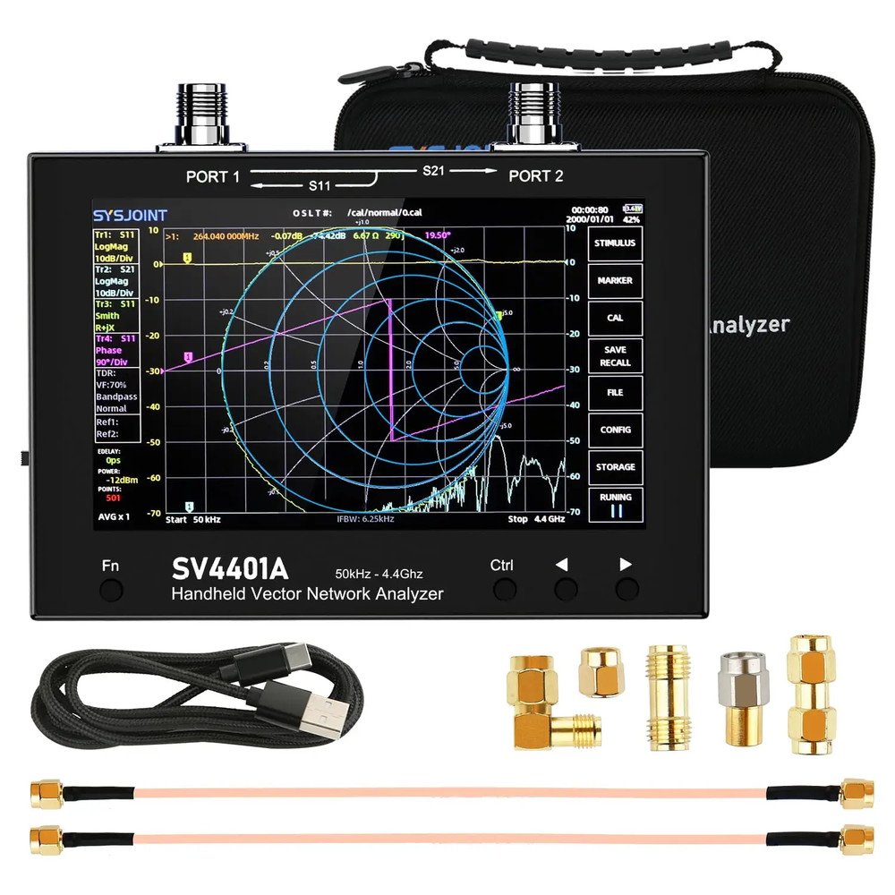 NanoVNA SV4401A Vector Network Analyzer 7″ Touch LCD 50KHz-4.4GHz Antenna Analyz