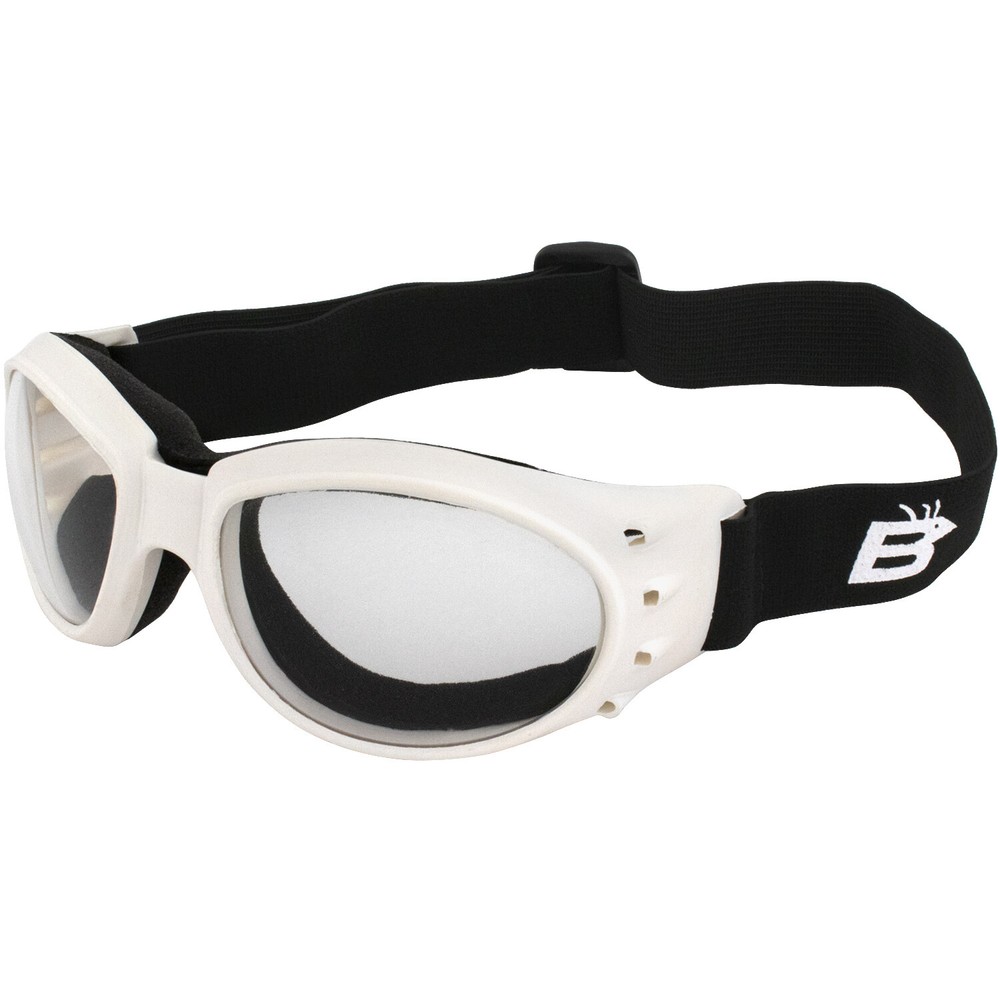 Birdz Eyewear Eagle Motorcycle Padded Goggles White Frame + Clear Lens