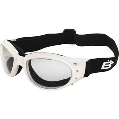 Birdz Eyewear Eagle Motorcycle Padded Goggles White Frame + Clear Lens