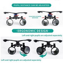 2.5X 3.5X Dentist Loupes Dental Binocular Glass Magnifier with 3W Led Light