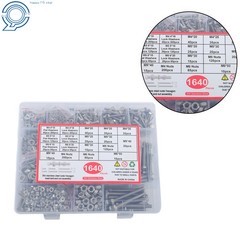 1640PCS M4 M6 M5 Bolts and Nuts Assortment Kit Grade 8.8 Alloy Steel Hex Screws