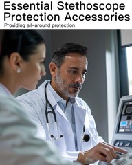 Protection Kit for Eko Core 500 Digital Stethoscope, 3 Tempered Glass black