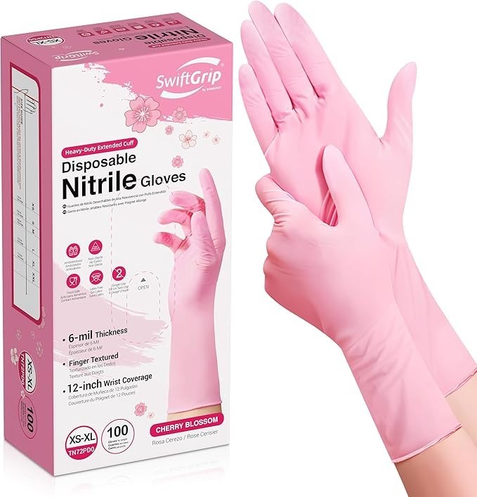 Ultra-Soft Cherry Blossom Disposable Nitrile Gloves – Perfect for Sensitive Skin