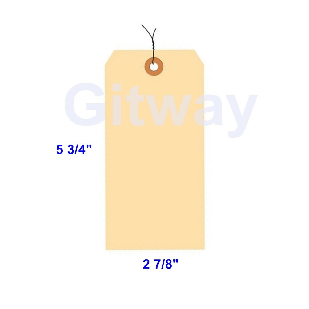 1000 of 5 3/4″ x 2 7/8″ Size 7 Manilla Shipping Hang Tag Tags with Wire 13 Pt