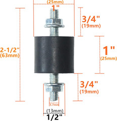 4Pcs 25 X 25Mm Rubber Mounts Rubber Vibration Isolator Mounts Shock Absorber wit