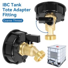 275 330 Gal IBC Tote Tank Hose Adapter 2″ Brass Fittings Faucet Shut-Off Valve