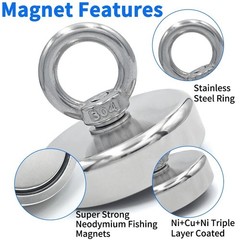 D16 + Neodymium N52 Fishing Magnets 128LBS Pulling Force Strong Round Rare Earth