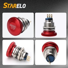 STARELO 22MM Metal Emergency Stop Mushroom Latching Push Button Switch 22mm