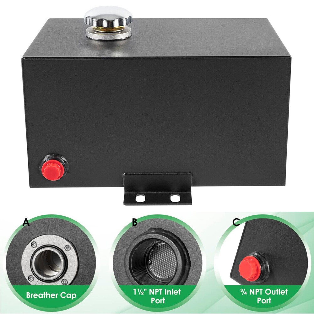 5 Gallon Hydraulic Fluid Reservoir Tank with Outlet 0.75″ FNPT & Inlet 1.5″ FNPT