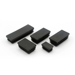 Rectangular Plastic End Caps Tube Inserts Blanking Ribbed Rectangle Plugs Black