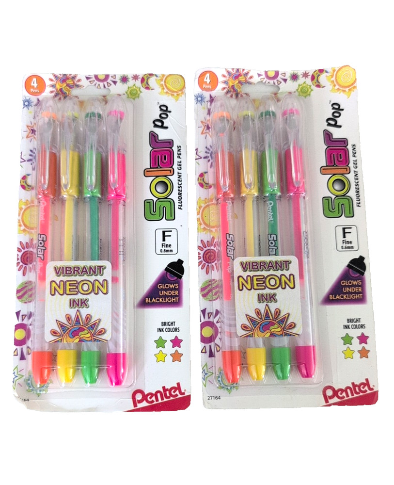 PENTEL SOLAR POP Neon PEN 27164 Fine line 0.6mm 2 packs Green Orange Pink Yellow