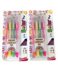 PENTEL SOLAR POP Neon PEN 27164 Fine line 0.6mm 2 packs Green Orange Pink Yellow