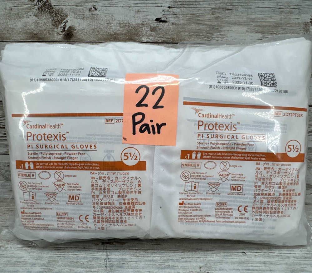 Protexis PI Surgical Gloves Cardinal Health, *22 Pair* Size: 5.5 *See Date*
