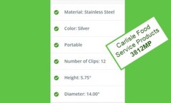 Carlisle 3812MP Stainless Steel 12 Clip 14″ Portable Order Wheel