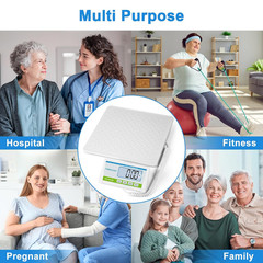 Medical Grade Floor Scale 440Lbs –10G High Precision (0.02Lb)–Extra Large Backli
