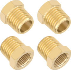 4 PCS Brass Reducer Hex Bushing 1/4 NPT Male to 1/8 NPT Female Pipe Hose Thread