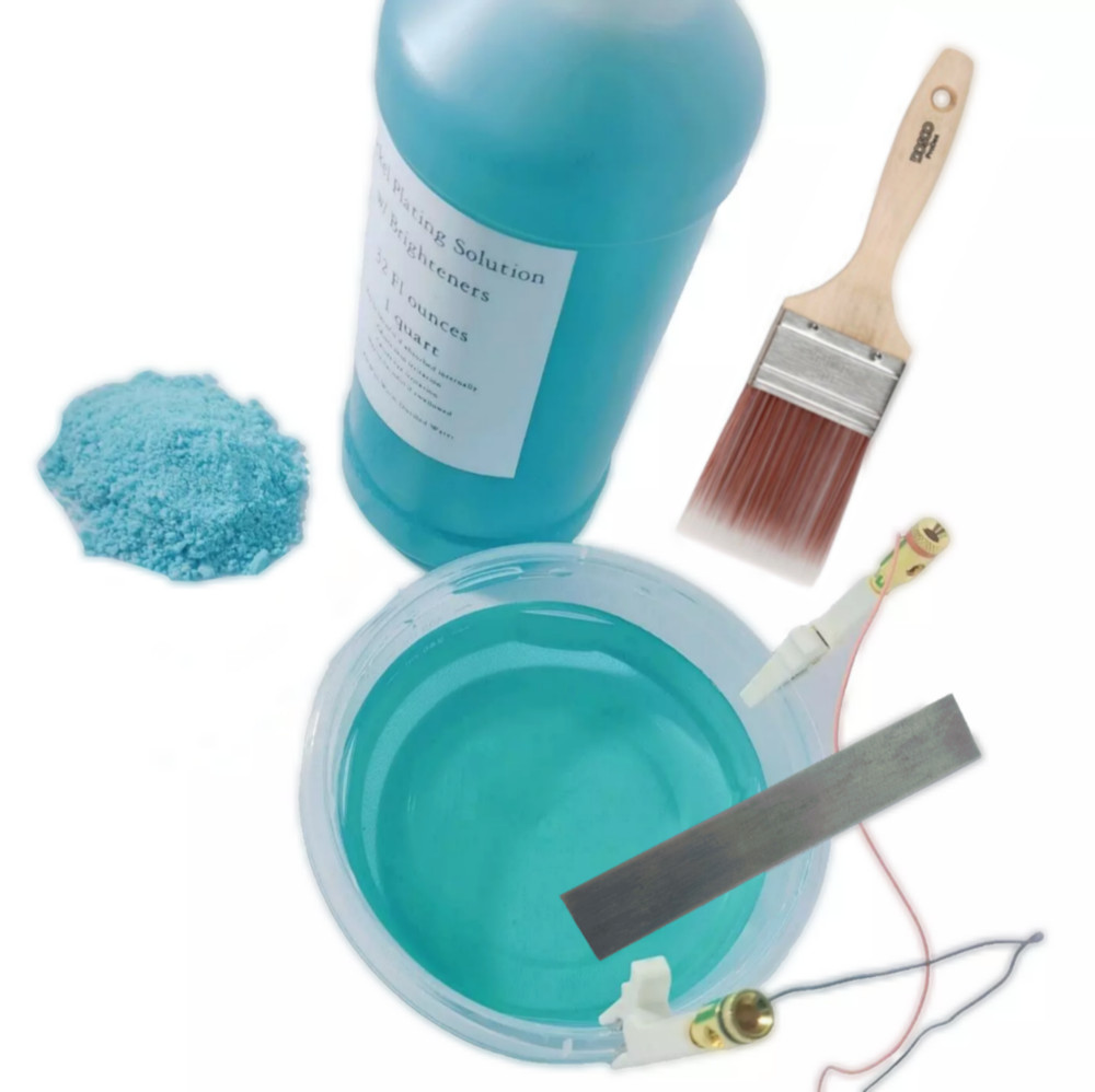 Nickel Brush Plating Kit, 1 Quart Solution, Anode, Brighteners, Power Supply