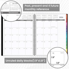 2026-2027 Monthly Calendar Planner: Unruled Pages with Colorful Tabs, 8.5″ x 11″