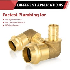 1/2″ Copper Press X 1/2″ PEX Crimp Elbow Brass Fittings Pack of 5