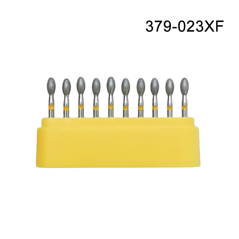10 Burs Dental Diamond Burs FG Egg Football 379/023XF Extra Fine Grit High Speed