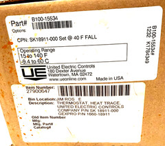 NEW UNITED ELECTRIC B100-15534 TEMPERATURE CONTROLLER 15 to 40 F B10015534