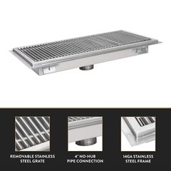 John Boos FTSG-1824 Stainless Steel Commercial Floor Trough/Drain 24″L x 18″W