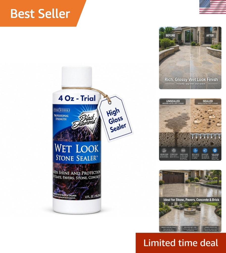 Wet Look Natural Stone Sealer – 4oz Gloss Protection for Interior & Exterior