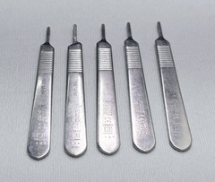 Lot of 5 Pilling 35-2950 #3 Knife Handle 5″, Blades 10, 11, 12 & 15, Germany