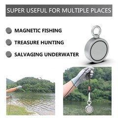 Double Sided Fishing Magnet Kit Pull Force Strong Neodymium+15m Rope+Gloves