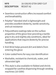 PIP 16-530 ▪︎ Cut Resistant Coated Gloves ▪︎ A3 Cut Level《NEW》Pack Of 12 Size XS