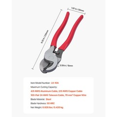 Uimoso High Leverage Cable Cutter 235 mm for Aluminum and Copper Wires
