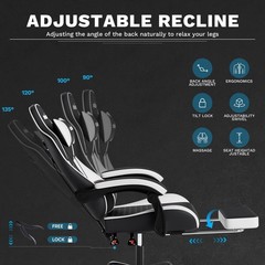 Gaming Chair PVC Leather Featuring High-Back Massage Function and Footrest