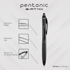 Pentonic BR-T Retractable Ballpoint Pens, 18 Count, Black Ink, 0.7 Mm Fine Point