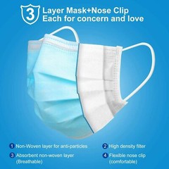 10/25/50/100/500/1000 3 Ply Disposable Face Mask MADE IN USA Non Medical