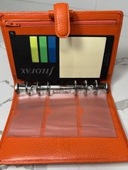 Rare HTF Filofax Orange Leather Finsbury Personal Organizer Planner 7.5″Ht 5.25W