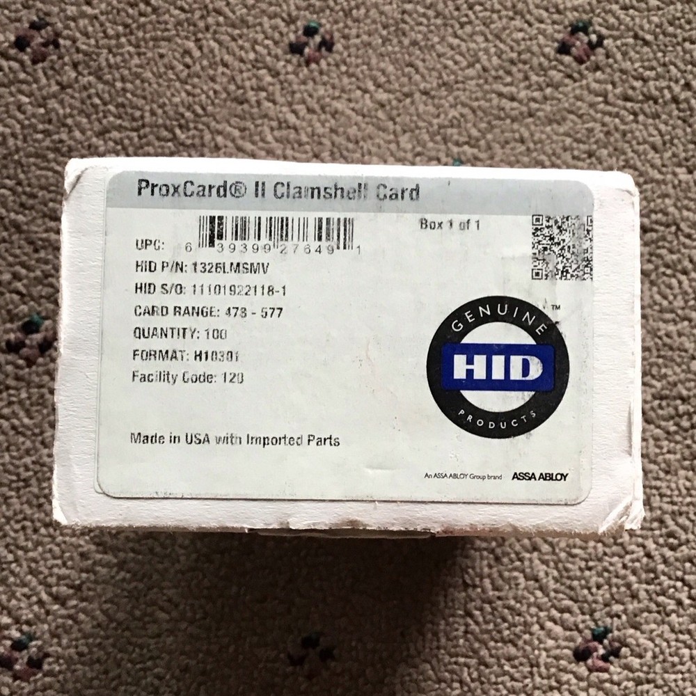 HID ProxCard II Clamshell RFID Card 1325LSSMV (Box of 100 Cards)