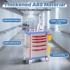 Medical Crash Cart with Emergency Accessory, Emergency Cart for Hospitals Clinic