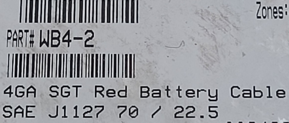 Waytek Wire #4awg 70×22.5B SGT SAE-J1127 Automotive Battery Cable 60V Red /10ft