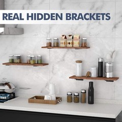 Starunder 6 Pack Floating Shelf Brackets, 6 Inch Heavy Duty 6 Inch, Black